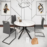 Lina 120cm White Gloss Ceramic Round Dining Table - Pendle Village Furniture